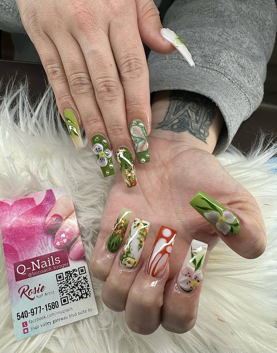 3D White Florals
