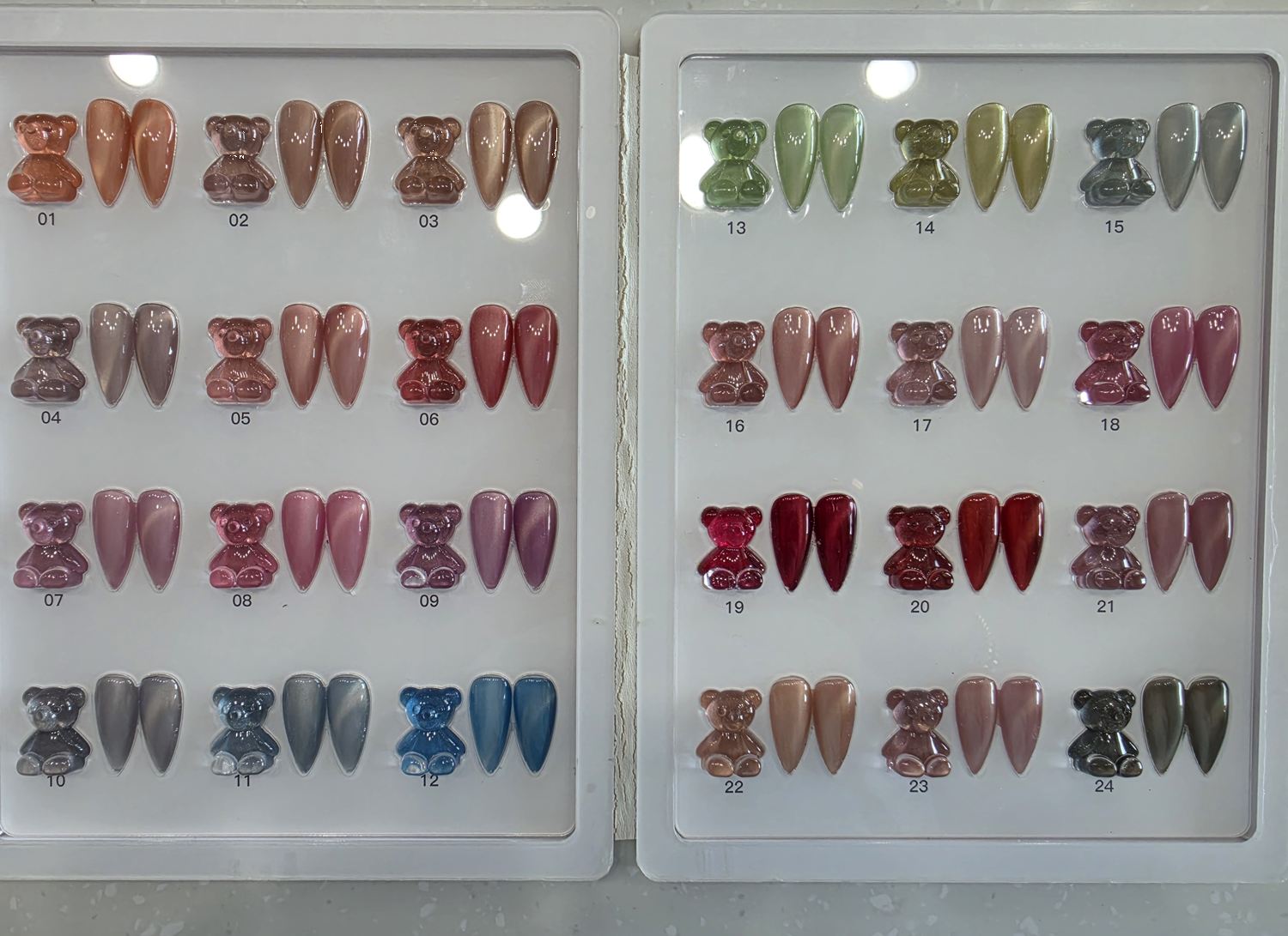 Crystal Cat-Eye gel colors, numbers 1 to 24