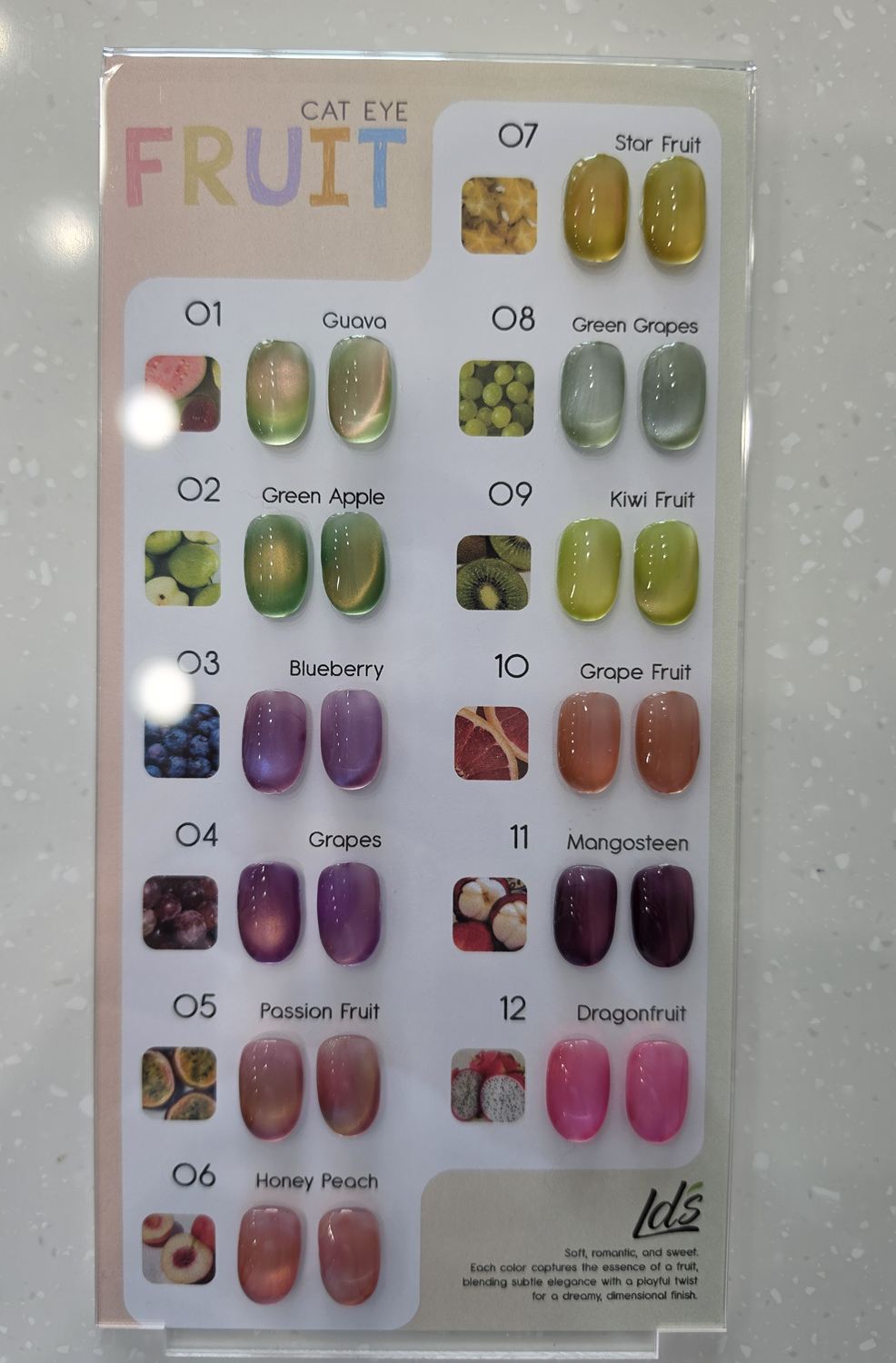 Fruit Cat-Eye gel colors, numbers 1 to 12