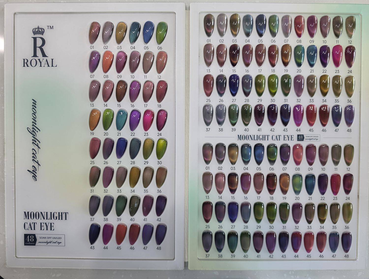 Moonlight Cat-Eye gel colors, numbers 1 to 48