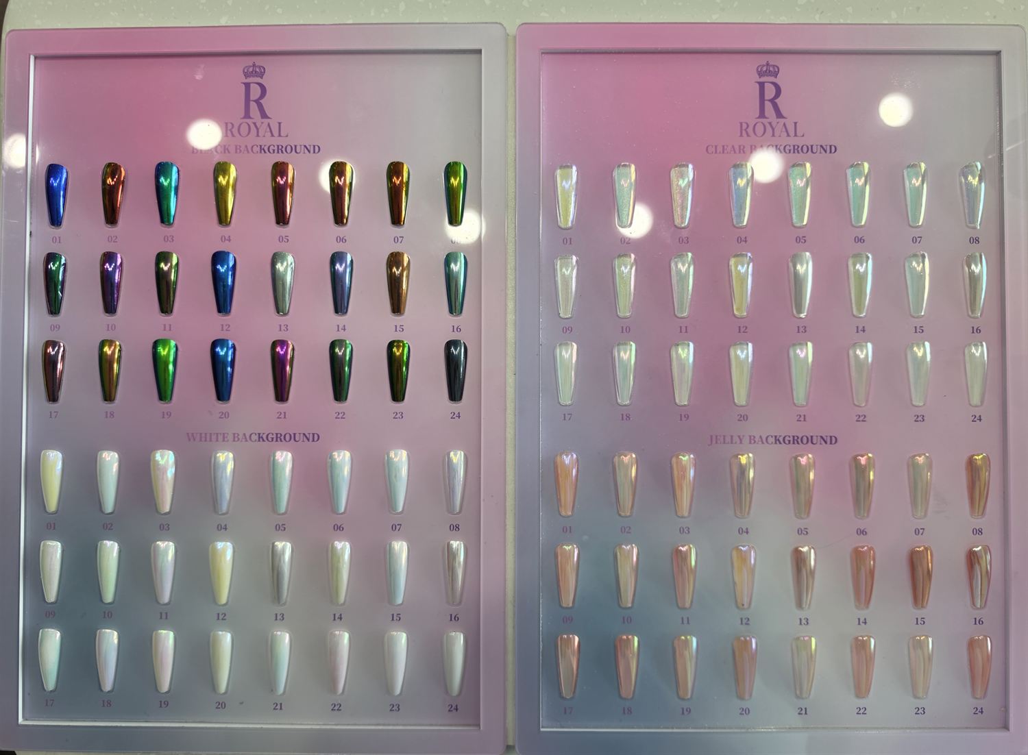 Chrome and aurora mirror gel colors